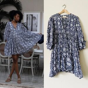 Daughters of India LARGE Kyra Mini Dress in Blue Iris